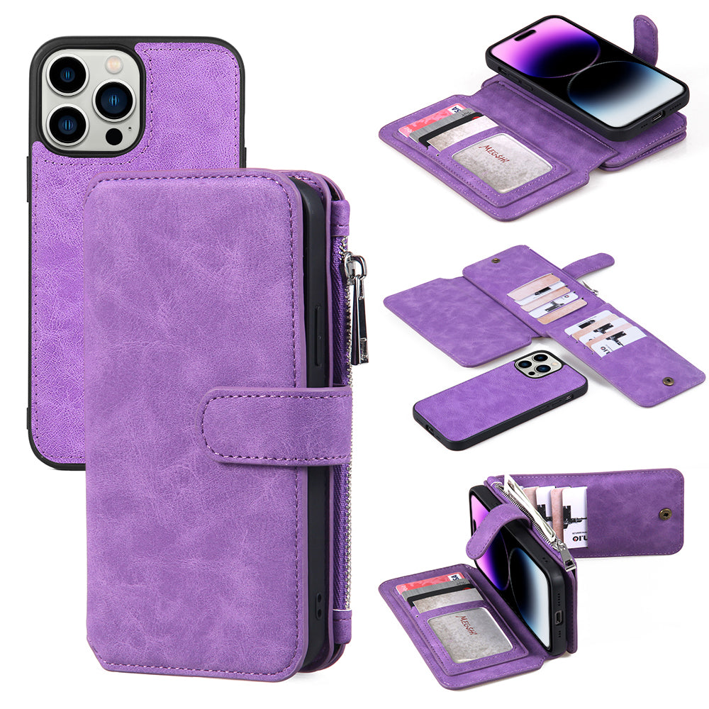 MEGSHI 007 Series pro iPhone 14 Pro Max Anti-Drop Phone Shell Odnímatelná PU kožená peněženka TPU PC pouzdro MEGSHI 007 Series pro iPhone 14 Pro Max Anti-Drop Phone Shell Odnímatelná PU kožená peněženka TPU PC pouzdro